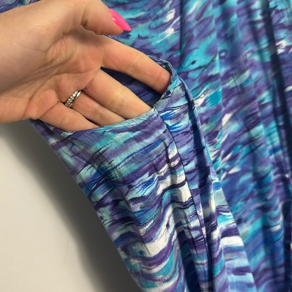 Jams World Vintage Blue Patterned Back Tie midi Dress Size Small - Picture 10 of 13